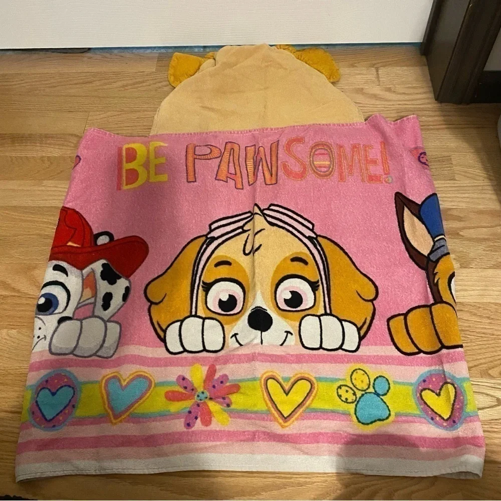 Paw Patrol Hooded Bath Towel Skye Marshall Chase Pink